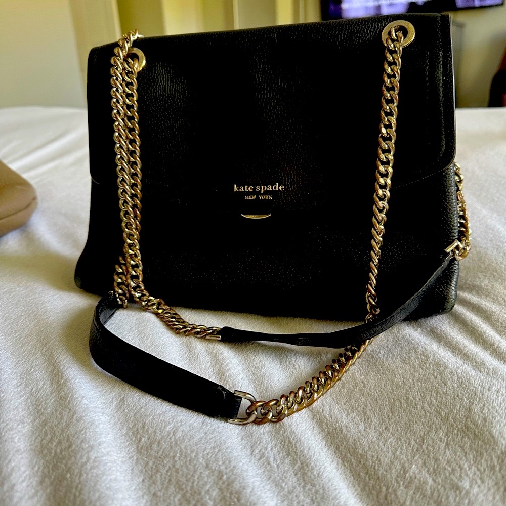 Kate Spade Black and Gold Chain Shoulder Bag